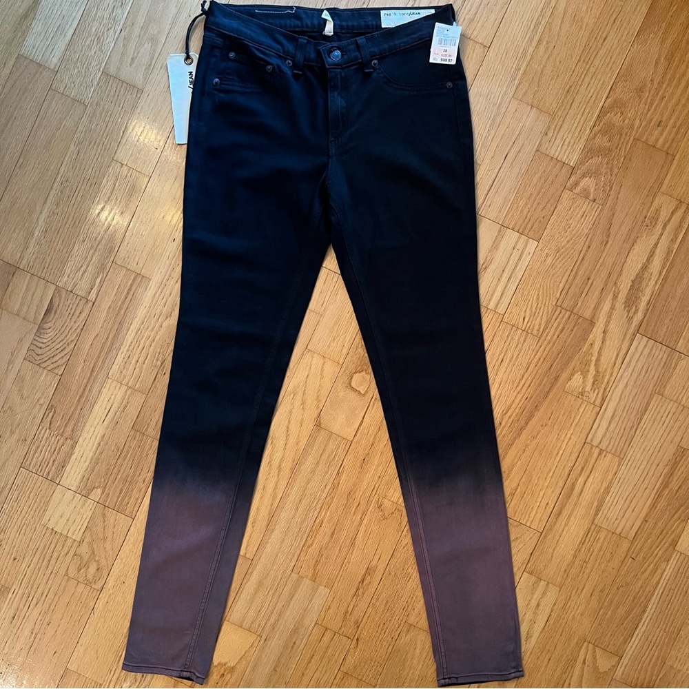 NWT Rag & Bone Ombré Legging Jeans - Black Rusted - Size 28